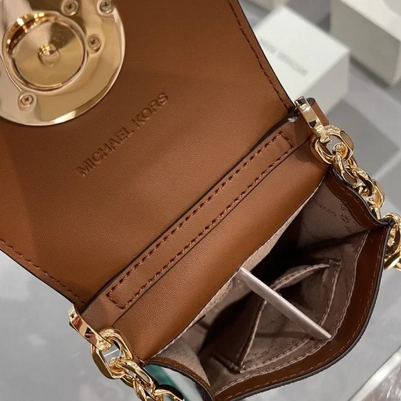Michael Kors Carmen Small Logo Smartphone Crossbody BagBrownNWT